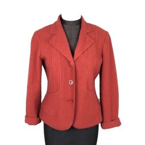Mainbocher 100% Wool Rustic Orange Blazer Jacket